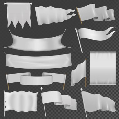 Realistik flag template blank isolated vector set. clipart