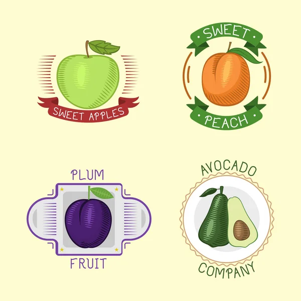 Placas de frutas vectoriales . — Archivo Imágenes Vectoriales