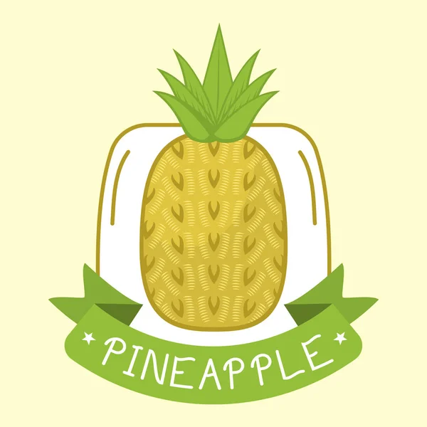 Pineapple badge isolated vector illustration. — Stock Vector