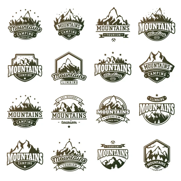 Mountain outdoor vector icons set — Stock Vector