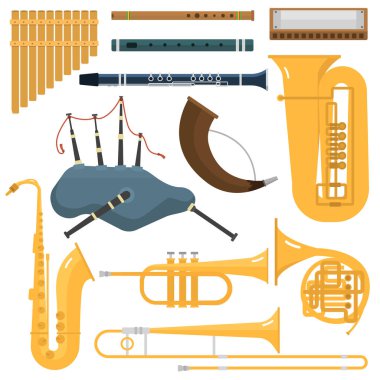 Rüzgar müzik aletleri vektör.