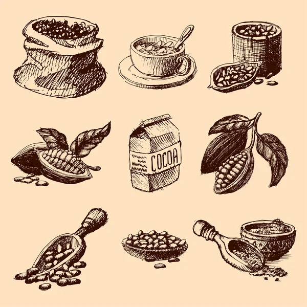 Векторний какао рука намальована ілюстрація ескізу . — стоковий вектор