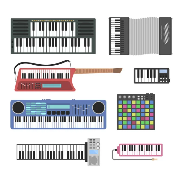 Teclado instrumentos musicais ilustração vetorial . — Vetor de Stock