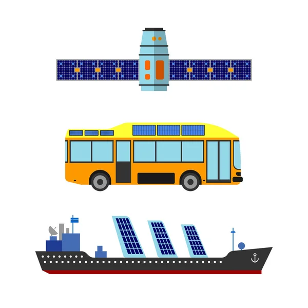 Ilustracja wektorowa transportu energii Słońca. — Wektor stockowy