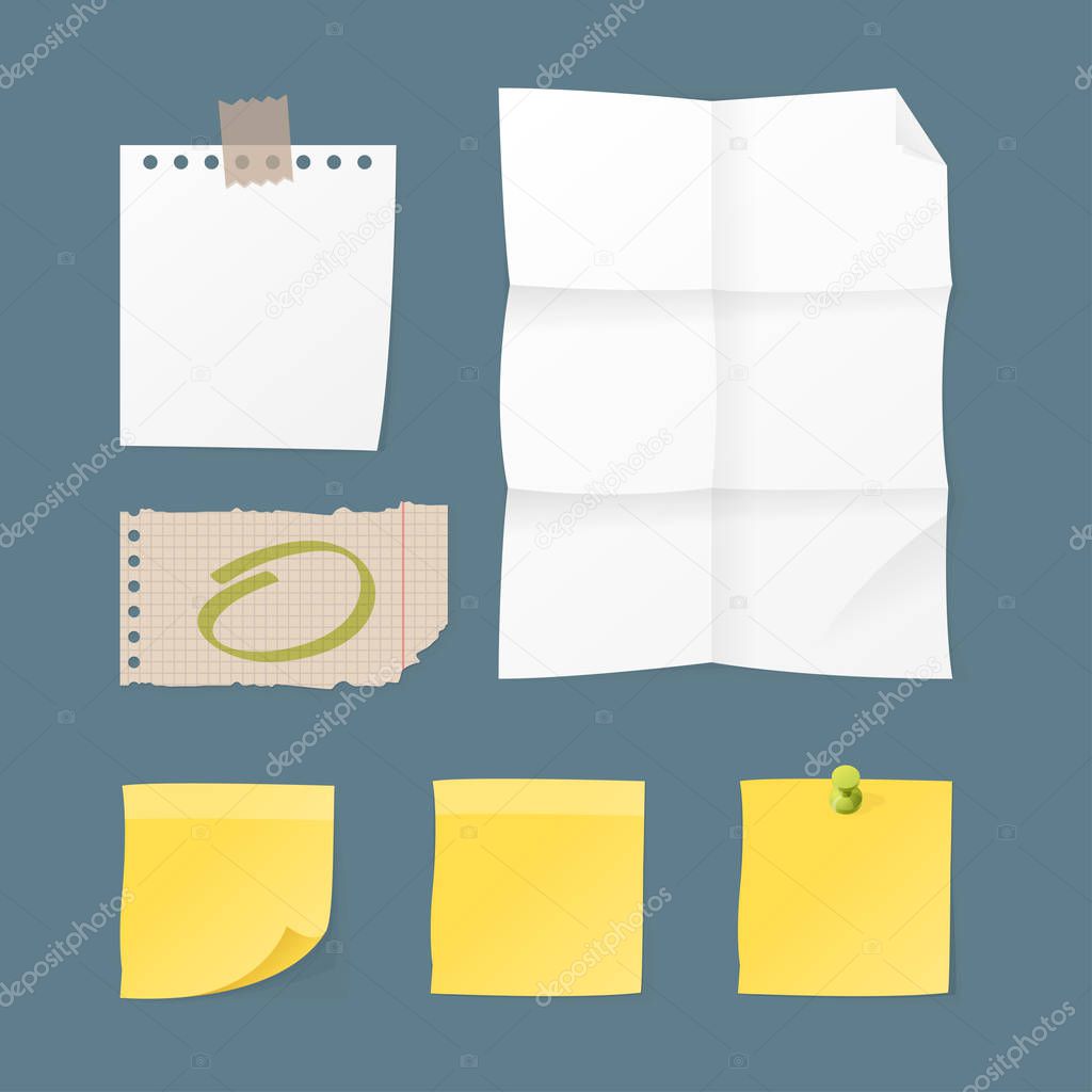 Paper notes sheet for message vector illustration.