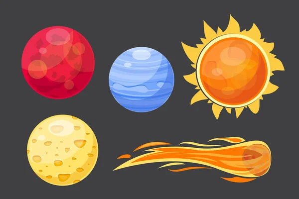 Високоякісні планети Сонячної системи плоскі Векторні ілюстрації . — стоковий вектор