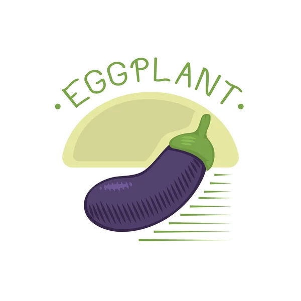 Eggplant atau aubergine lencana sayuran terisolasi vektor ilustrasi . - Stok Vektor