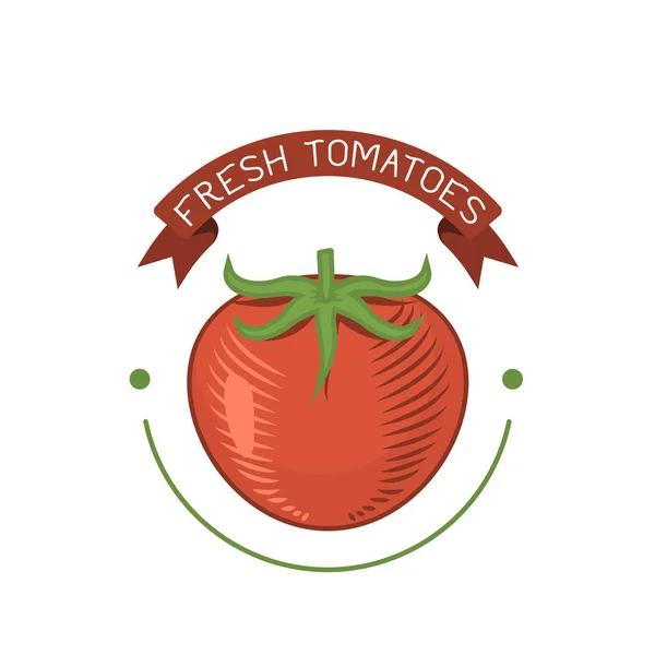 Tomato badge isolated vector illustration. — Stock Vector