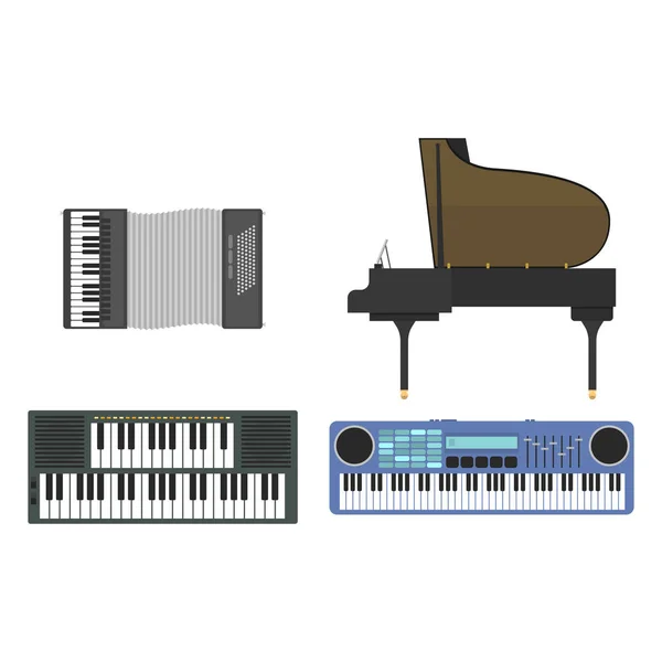 Клавіатурні музичні інструменти Векторні ілюстрації . — стоковий вектор