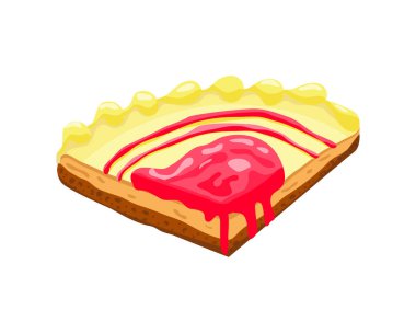 Ev yapımı organik peynirli kek pasta dilim tatlı vektör çizim.