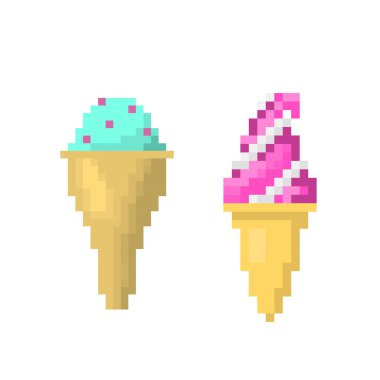 Piksel sanat vektör çizim sopa tarzı dondurma.