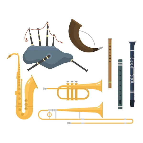 Vector de instrumentos musicales viento . — Vector de stock