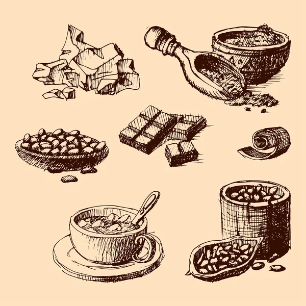 Vector cacao dibujado a mano dibujo ilustración . — Archivo Imágenes Vectoriales