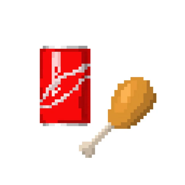 Pixel art fast food and drink icon vector. — Stock Vector