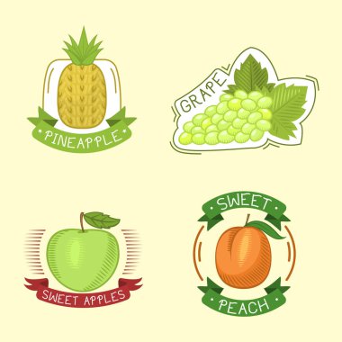 Vektör meyve rozetleri.