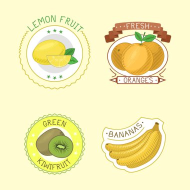 Vektör meyve rozetleri.
