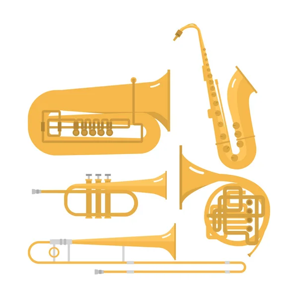 Vector de instrumentos musicales viento . — Archivo Imágenes Vectoriales