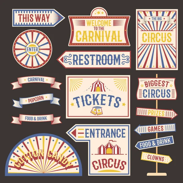 Illustration vectorielle de bannière d'étiquette vintage Circus . — Image vectorielle