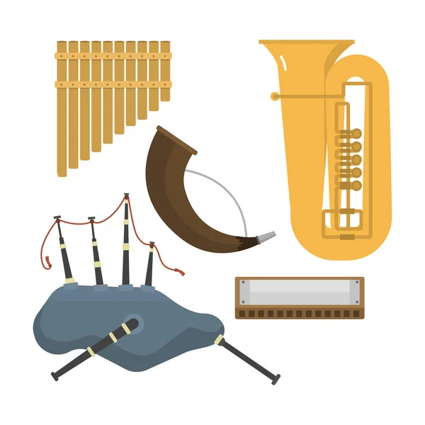Wind muziekinstrumenten vector. — Stockvector