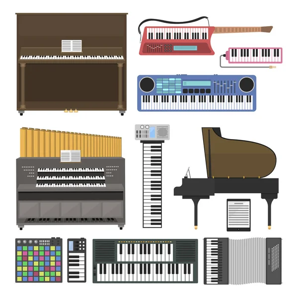 Ilustracja wektorowa instrumenty muzyczne klawiatury. — Wektor stockowy