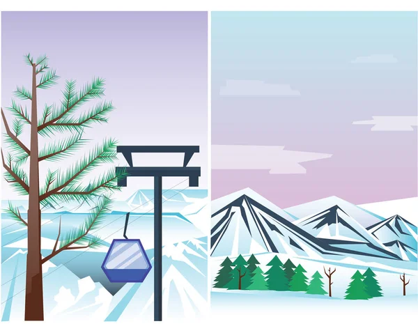 Vacances d'hiver illustration vectorielle de paysage . — Image vectorielle