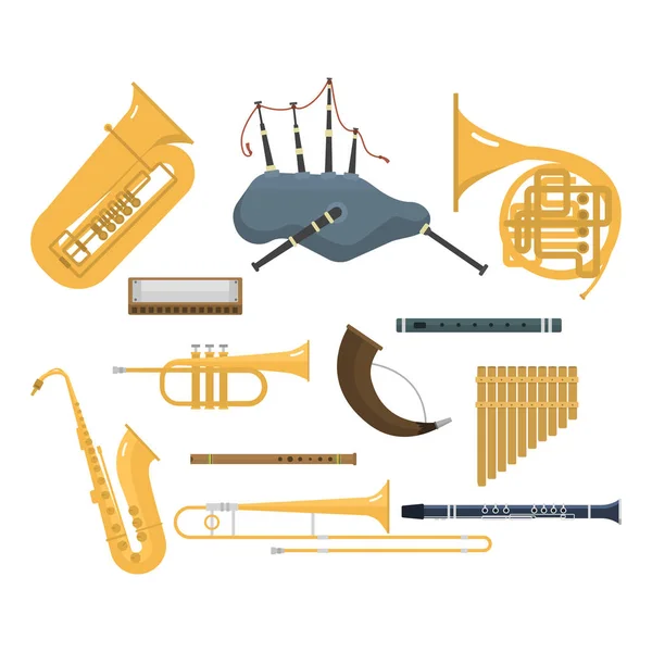 Wind muziekinstrumenten vector. — Stockvector