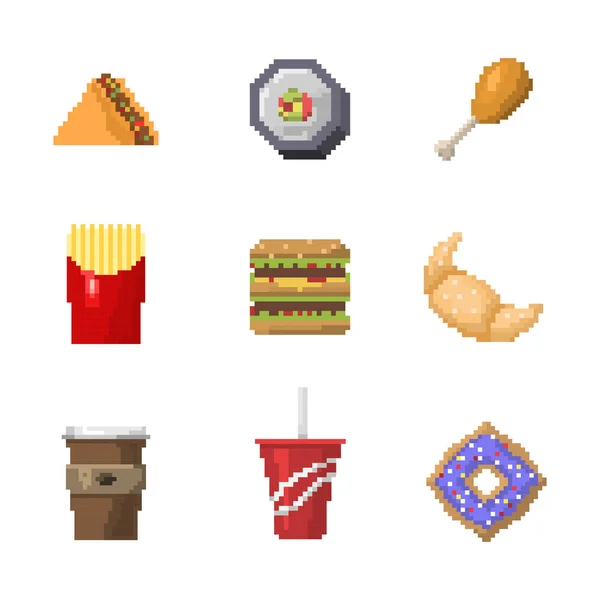 pixel burger hamburger art cartoon retro game style — Stock Vector