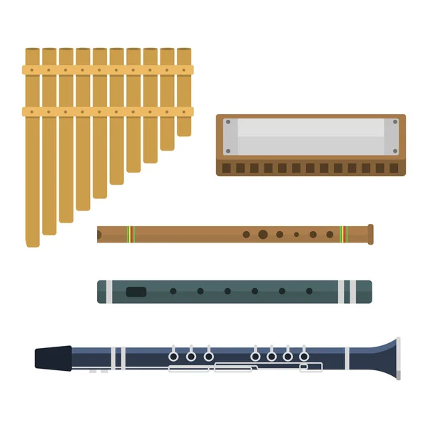 Wind muziekinstrumenten vector. — Stockvector