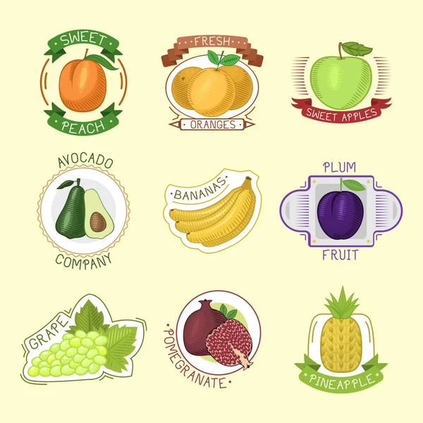 Distintivos de frutos vetores . — Vetor de Stock