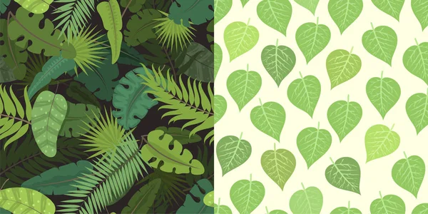 Modèle sans couture avec illustration vectorielle de feuilles vertes . — Image vectorielle
