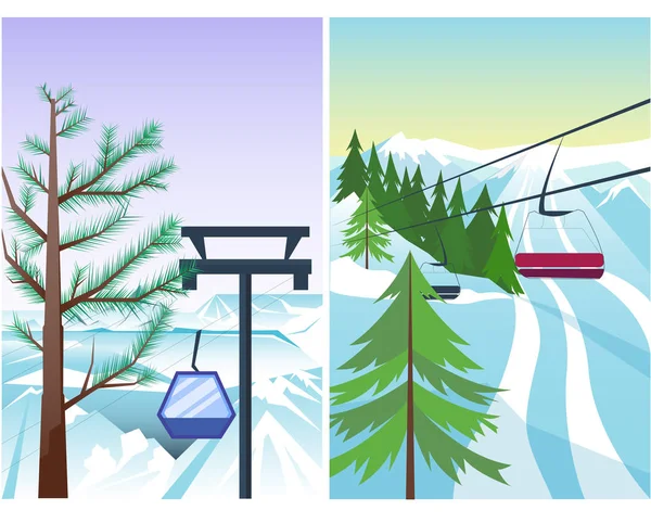 Winter vakantie landschap vectorillustratie. — Stockvector