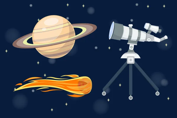 Astronomie Raum Cartoon Set Vektor. — Stockvektor