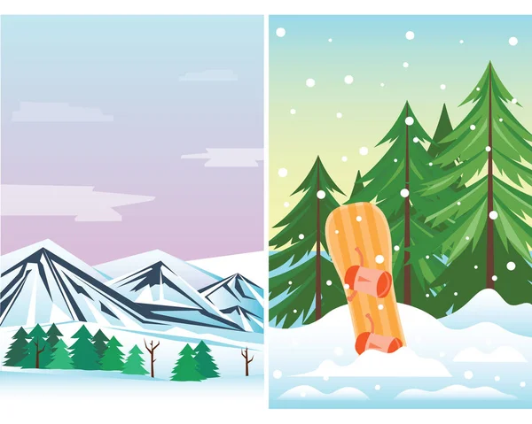 Vacances d'hiver illustration vectorielle de paysage . — Image vectorielle