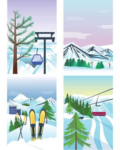Vacaciones de invierno paisaje vector ilustración . — Vector de stock