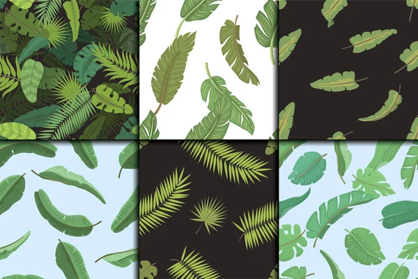 Patrón sin costura con ilustración de vectores de hojas de plátano . — Vector de stock