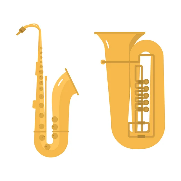 Trombone tuba trompet klassieke geluid vectorillustratie. — Stockvector