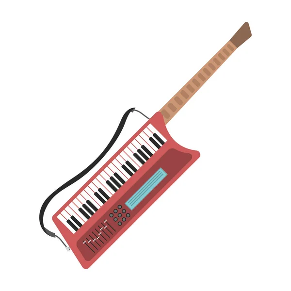 Sintetizador de música guitarra teclado áudio piano vetor ilustração . — Vetor de Stock