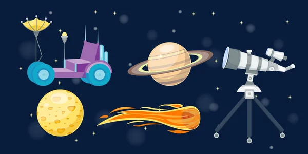 Astronomy space cartoon wektor zestaw. — Wektor stockowy