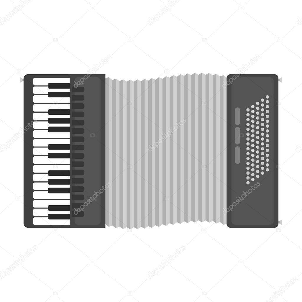 Piano keyboard accordion harmonica musical instrument vector illustration.