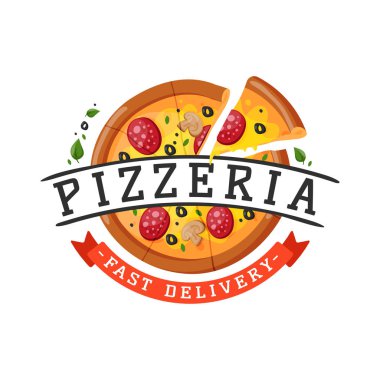 Teslimat pizza rozet vektör çizim.