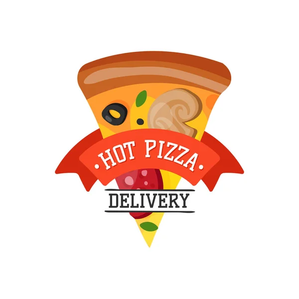 Leverans pizza badge vektorillustration. — Stock vektor