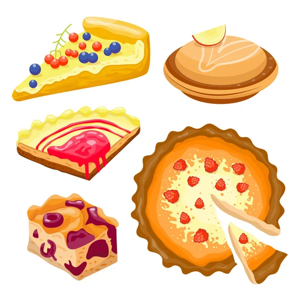 Homemade organic pie dessert vector illustration. — Stock Vector