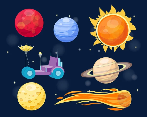 Astronomie Raum Cartoon Set Vektor. — Stockvektor