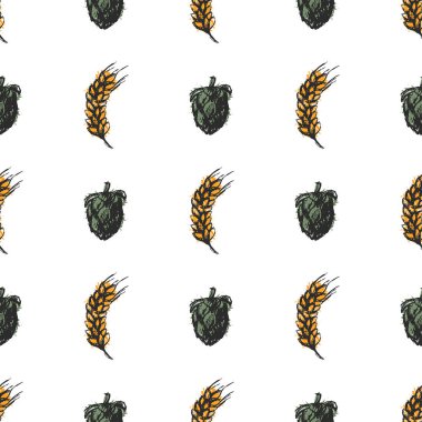 Hop zanaat sketch vektör görsel grafik seamless modeli.