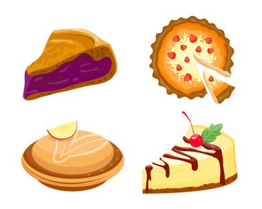 Ev yapımı organik pasta tatlı vektör çizim.