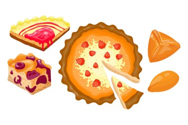 Ev yapımı organik pasta tatlı vektör çizim.