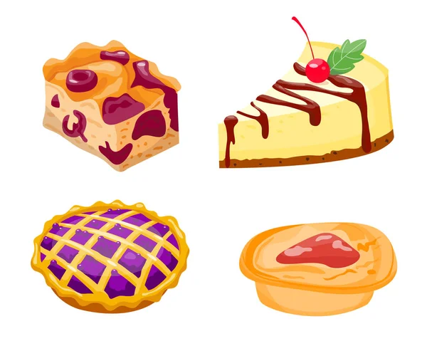 Zelfgemaakte organische pie dessert vectorillustratie. — Stockvector