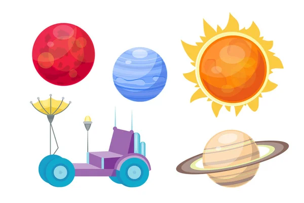 Astronomie Raum Cartoon Set Vektor. — Stockvektor