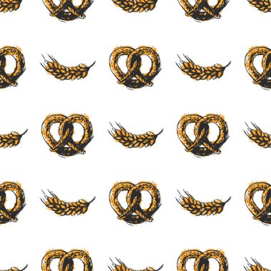 Tuzlu kraker zanaat Dikişsiz desen vektör çizim kroki.