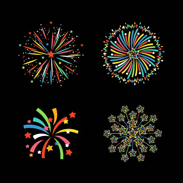 Фейерверк разных форм красочный праздничный вектор . — стоковый вектор